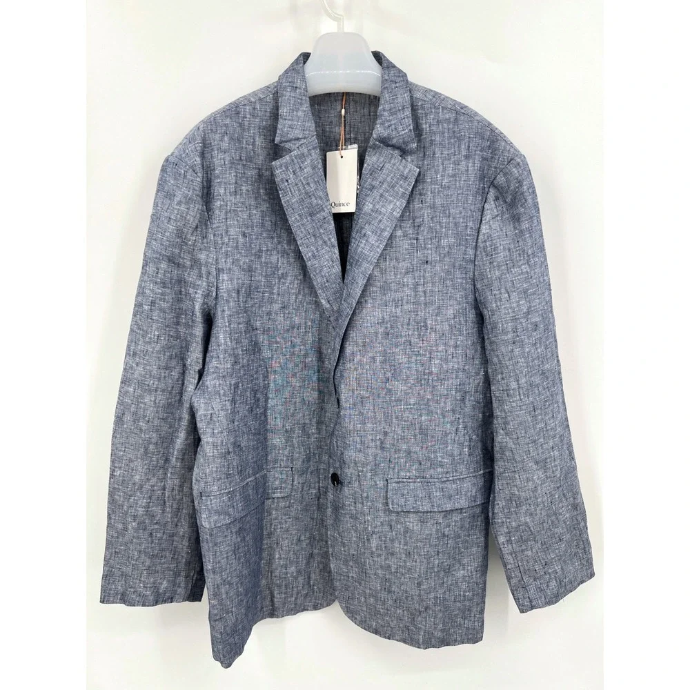 NWT Quince 100% European Linen Blazer Chambray Blue Size XXL (48-50)